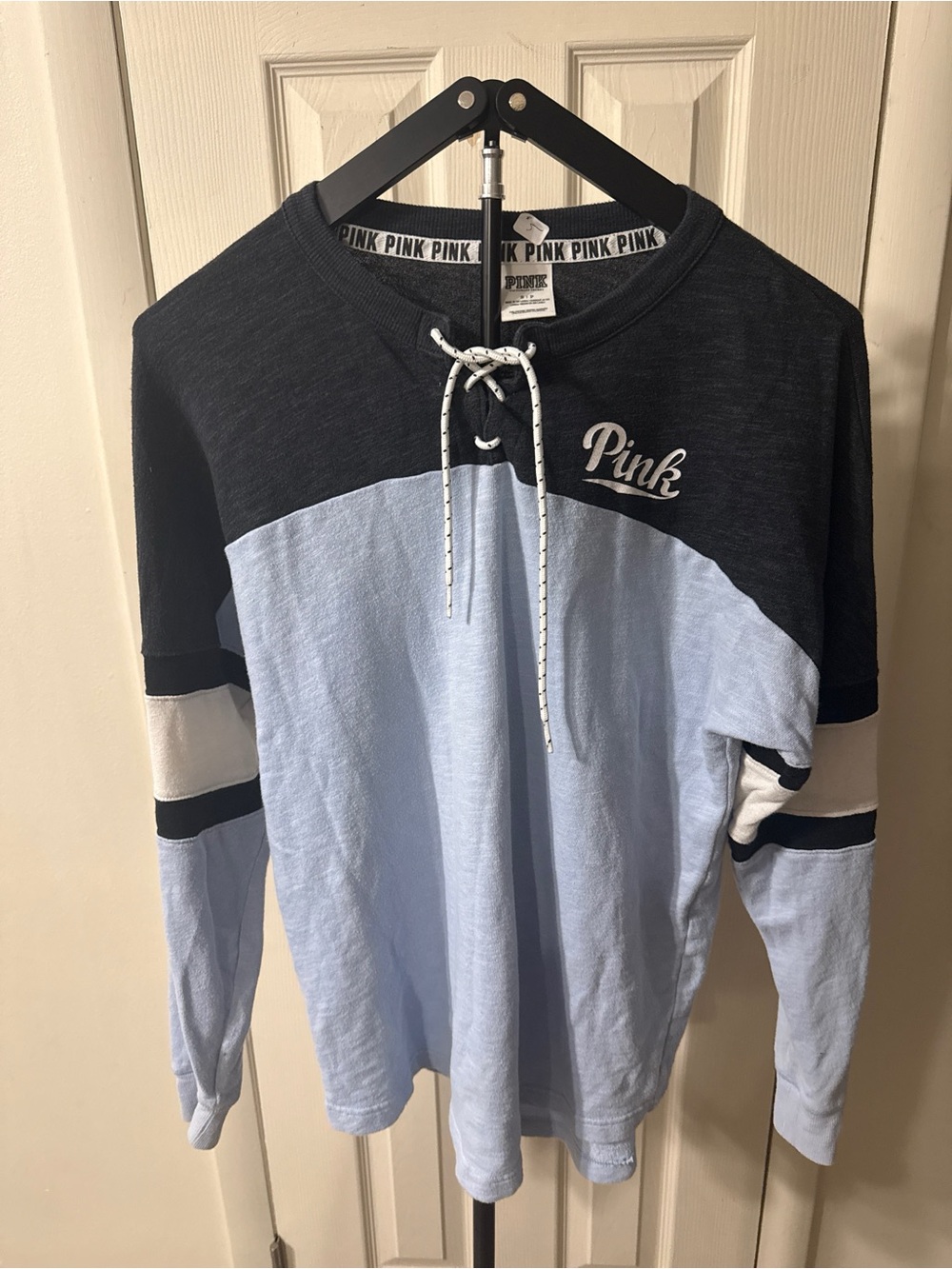 Victoria's Secret PINK Colorblock Pullover - Light Blue & Black